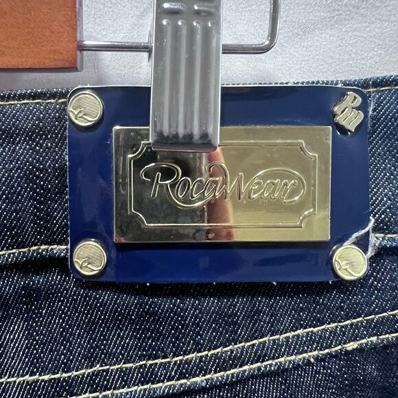 Rocawear Women's Low Rise Bootcut Jeans Size 5 Gold Buttons & Gold Zipper Y2K - Picture 10 of 12